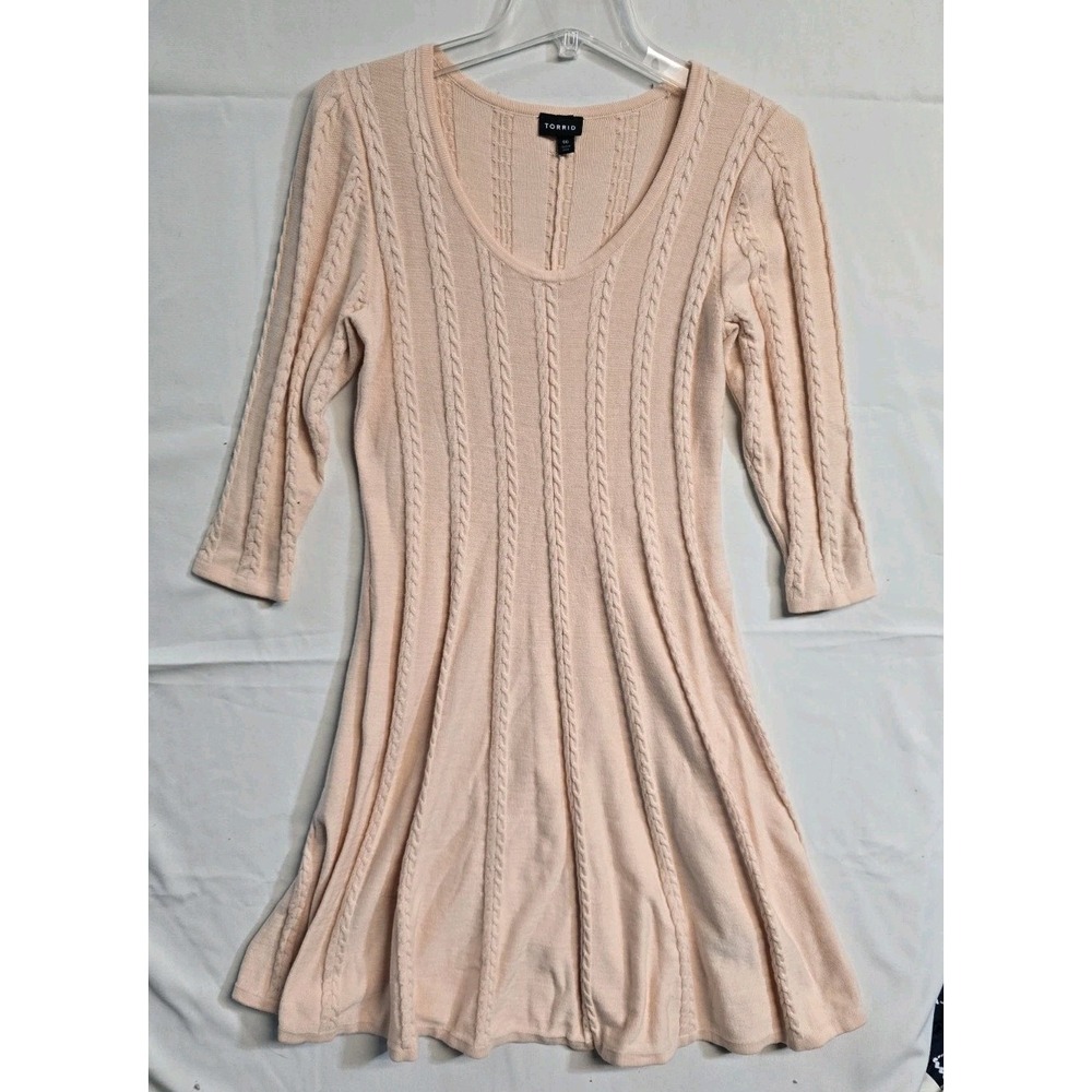 Torrid Light Pink Cable Knit Sweater Dress 00 Pink Peach